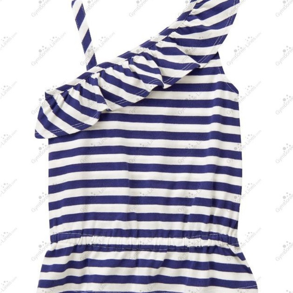 Gymboree Striped Blue and White One- Shoulder Ruffle Top